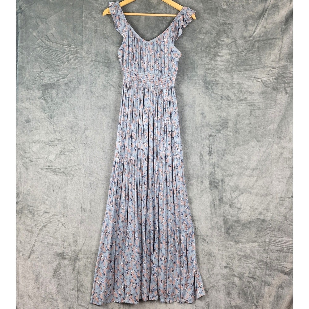 Womens Dress Small Floral Boho Tiered Maxi Prairie Coastal Cowgirl‎ Cottagecore